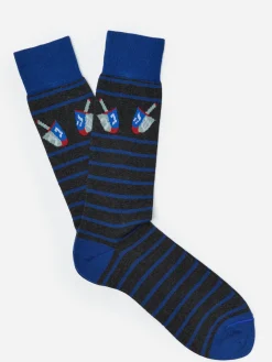 J.McLaughlin Socks in Dreidel Stripe DarkHeatherGrey/Blue Fashion