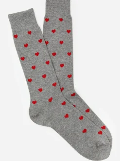 J.McLaughlin Socks in Heart MediumHeatherGrey/Red New