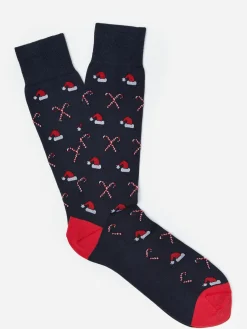 J.McLaughlin Socks in Santa Hat u0026 Candy Cane Navy Hot