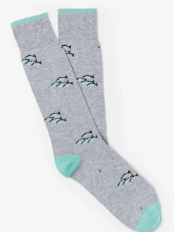 J.McLaughlin Socks in School Of Fish HeatherGray/Blue Online