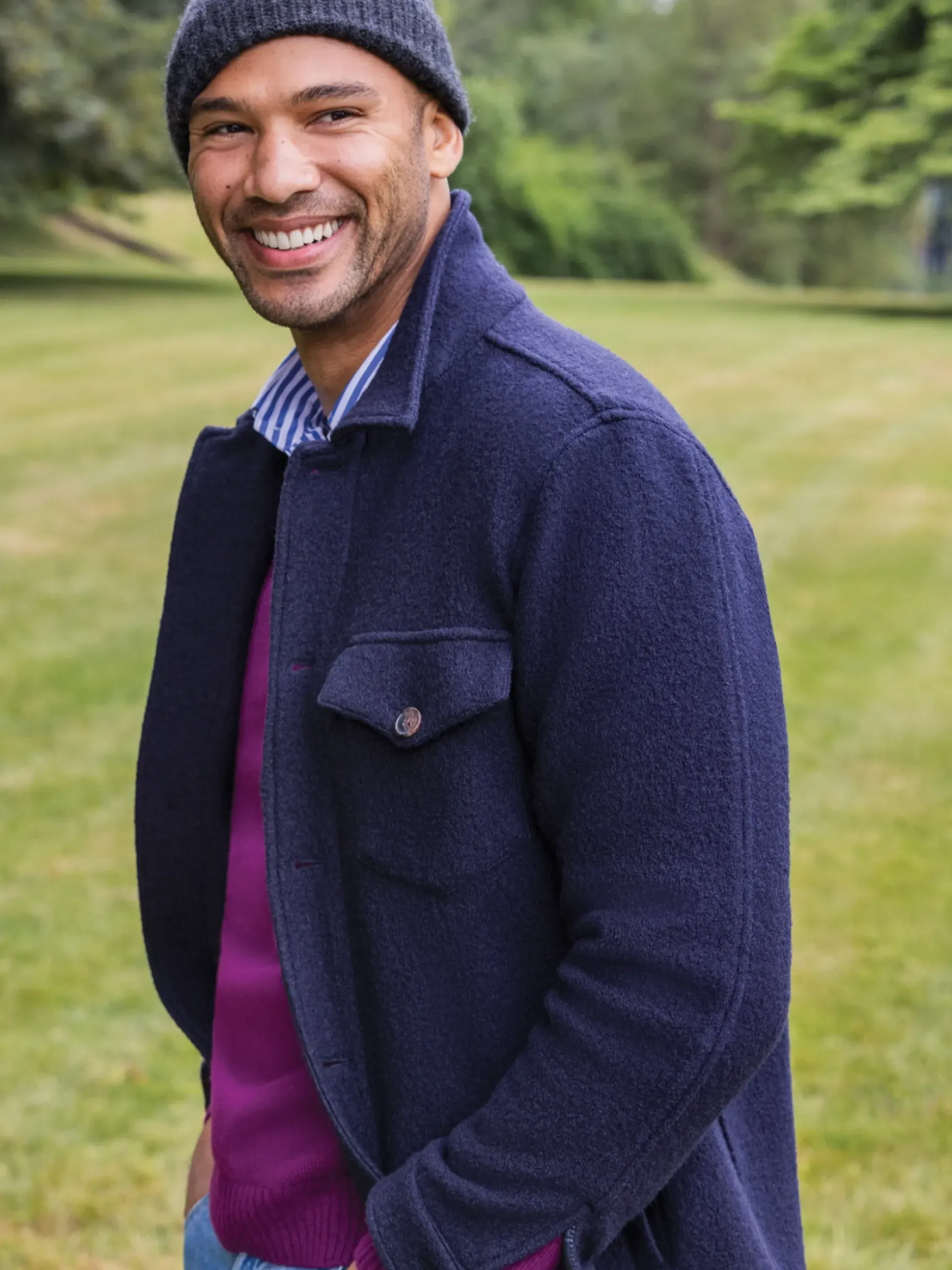 J.McLaughlin Spencer Cashmere Hat SolidNavy Clearance