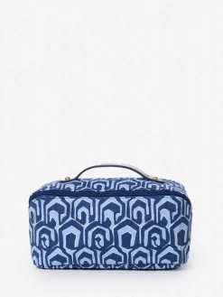 J.McLaughlin Stash Cosmetic Bag in Painted Labyrinth Navy/DarkBlue Clearance