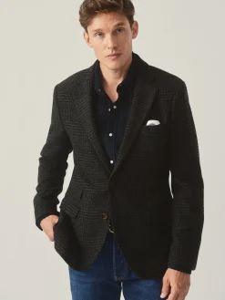 J.McLaughlin Suffolk Wool Sport Coat in Glen Plaid CharcoalGray Discount