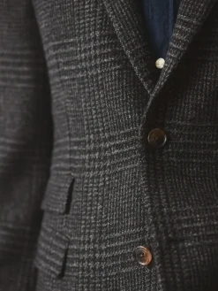 J.McLaughlin Suffolk Wool Sport Coat in Glen Plaid CharcoalGray Discount