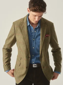 J.McLaughlin Suffolk Wool Sport Coat in Plaid Brown/Green/Red/Mustard Discount