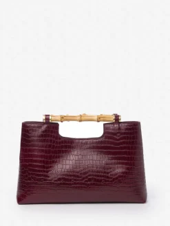 J.McLaughlin Sumpter Leather Clutch in Croc Burgundy Best