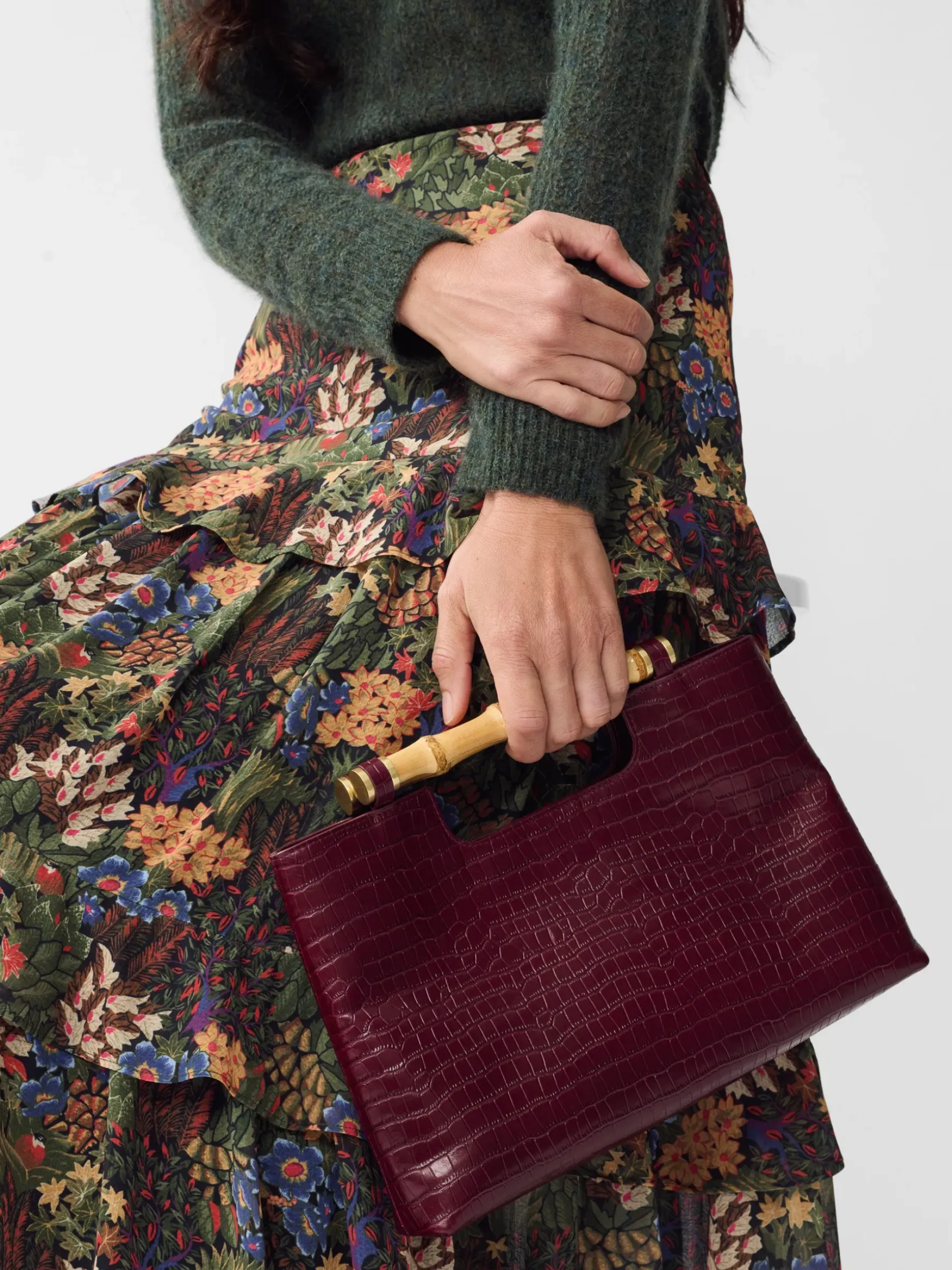 J.McLaughlin Sumpter Leather Clutch in Croc Burgundy Best