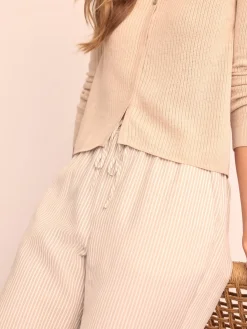 J.McLaughlin Surya Pants in Stripe OffWhite/Tan Online