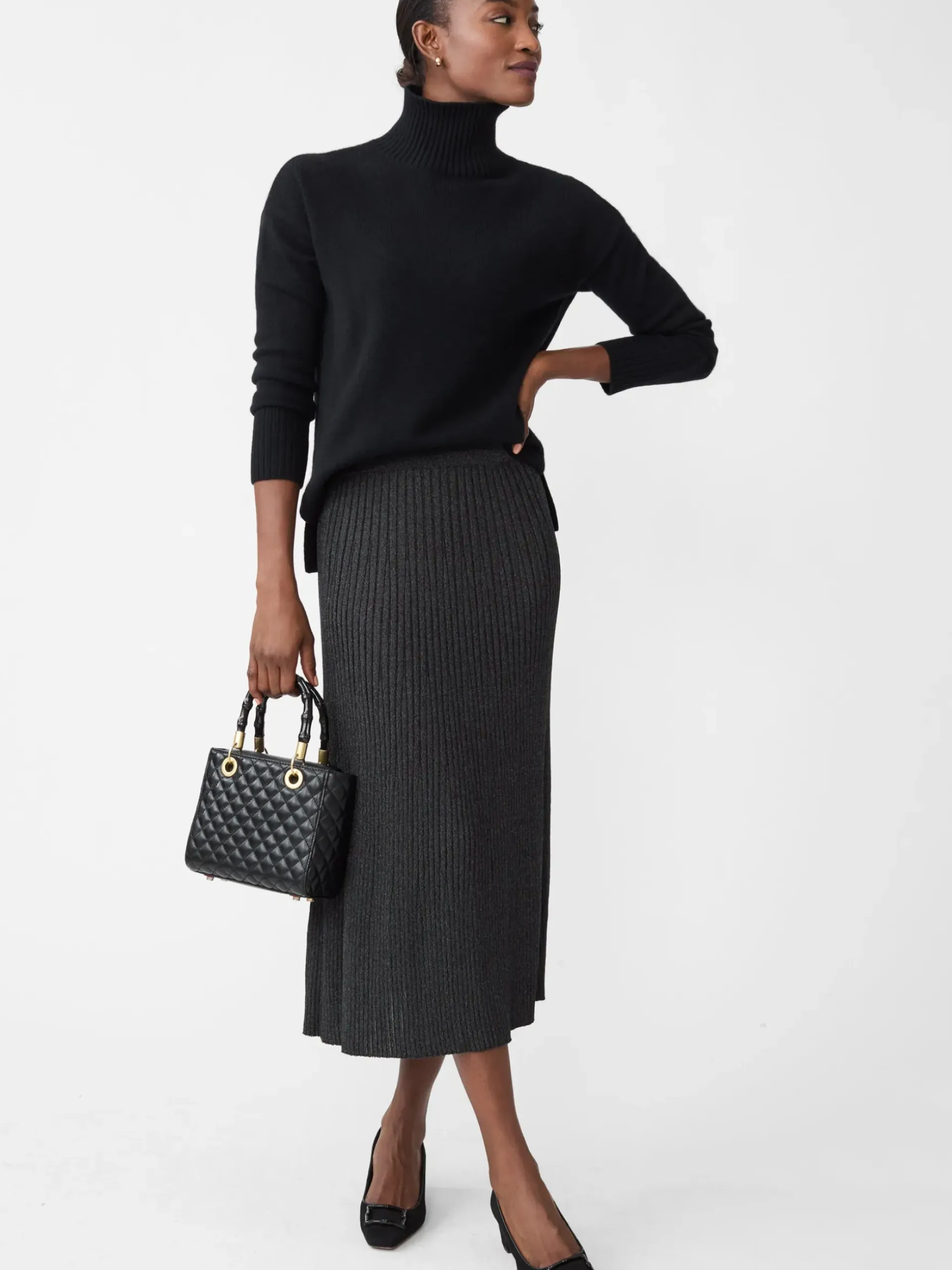 J.McLaughlin Sutton Metallic Skirt Black/Metallic Clearance
