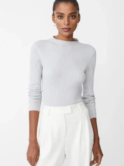 J.McLaughlin Sylvana Metallic Sweater Silver Clearance