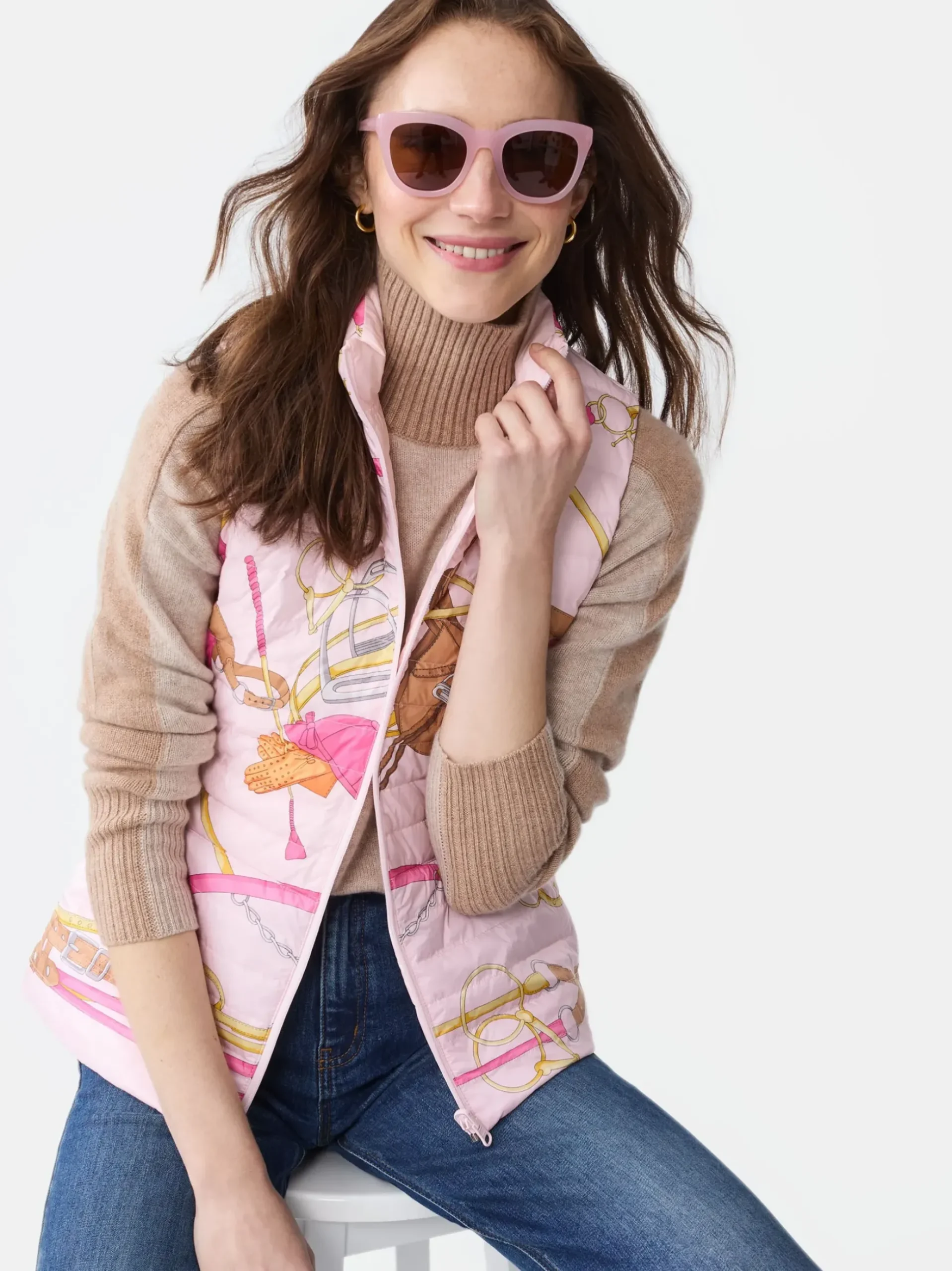 J.McLaughlin Tahoe Reversible Puffer Vest in Neo Gulltopp LightPink/Pink Sale