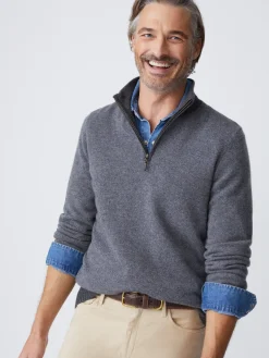 J.McLaughlin Tate Cashmere Sweater in Birdseye HeatherMediumGray/HeatherSilver Clearance