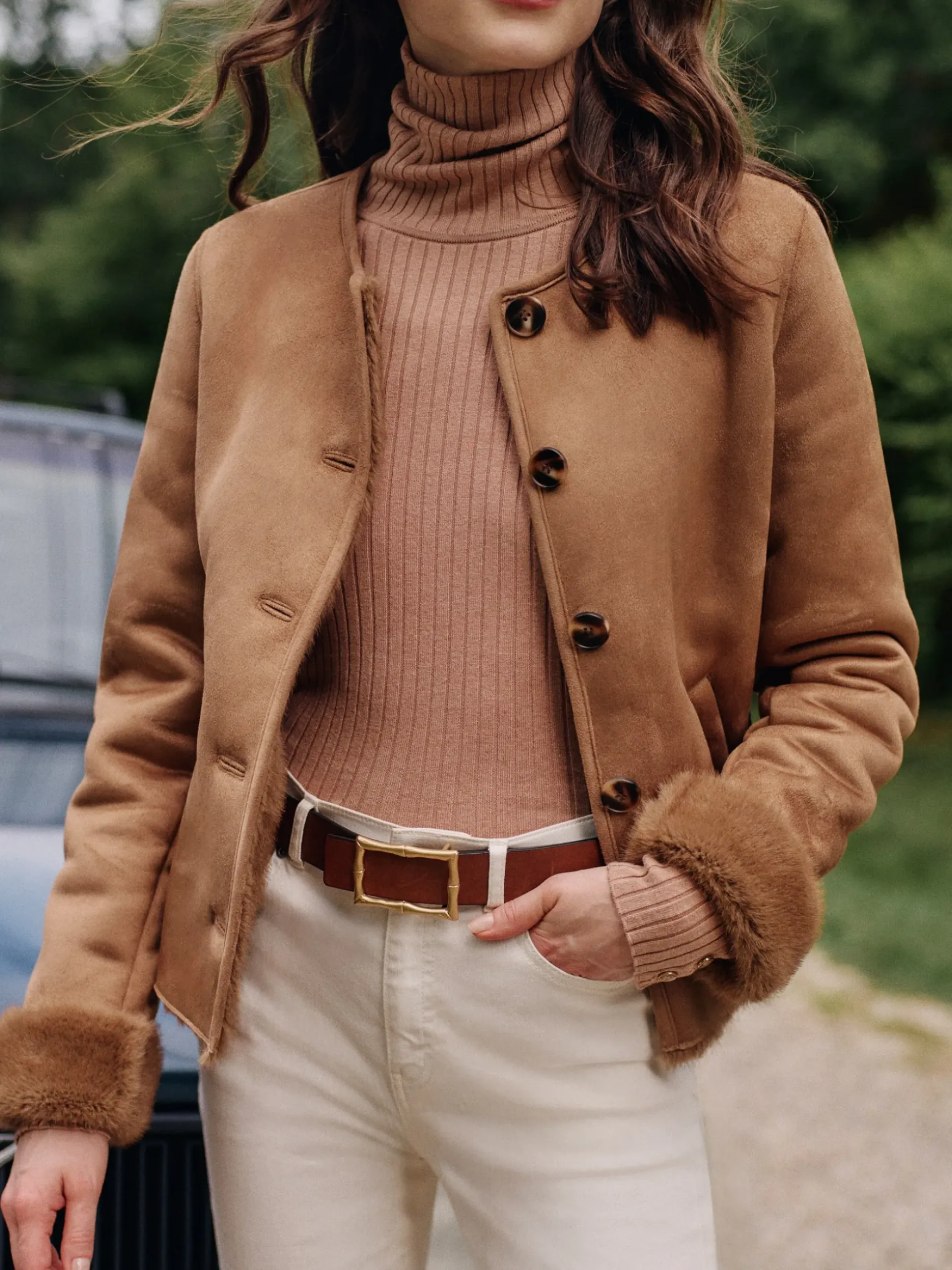J.McLaughlin Telluride Faux Suede Jacket Sand Best