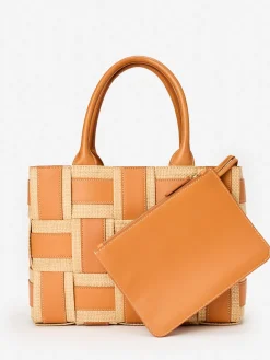 J.McLaughlin Tessare Leather u0026 Raffia Handbag Brown Best