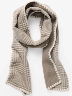 J.McLaughlin Valais Scarf in Glen Plaid OffWhite/Gray Best