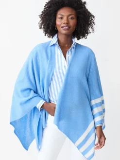 J.McLaughlin Veronique Cashmere Wrap in Stripe MediumBlue/OffWhite Online