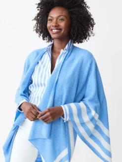 J.McLaughlin Veronique Cashmere Wrap in Stripe MediumBlue/OffWhite Online
