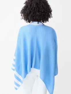 J.McLaughlin Veronique Cashmere Wrap in Stripe MediumBlue/OffWhite Online