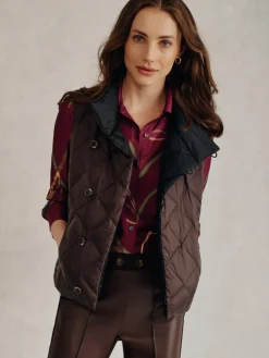 J.McLaughlin Vivian Reversible Puffer Vest Black/DeepBrown Clearance