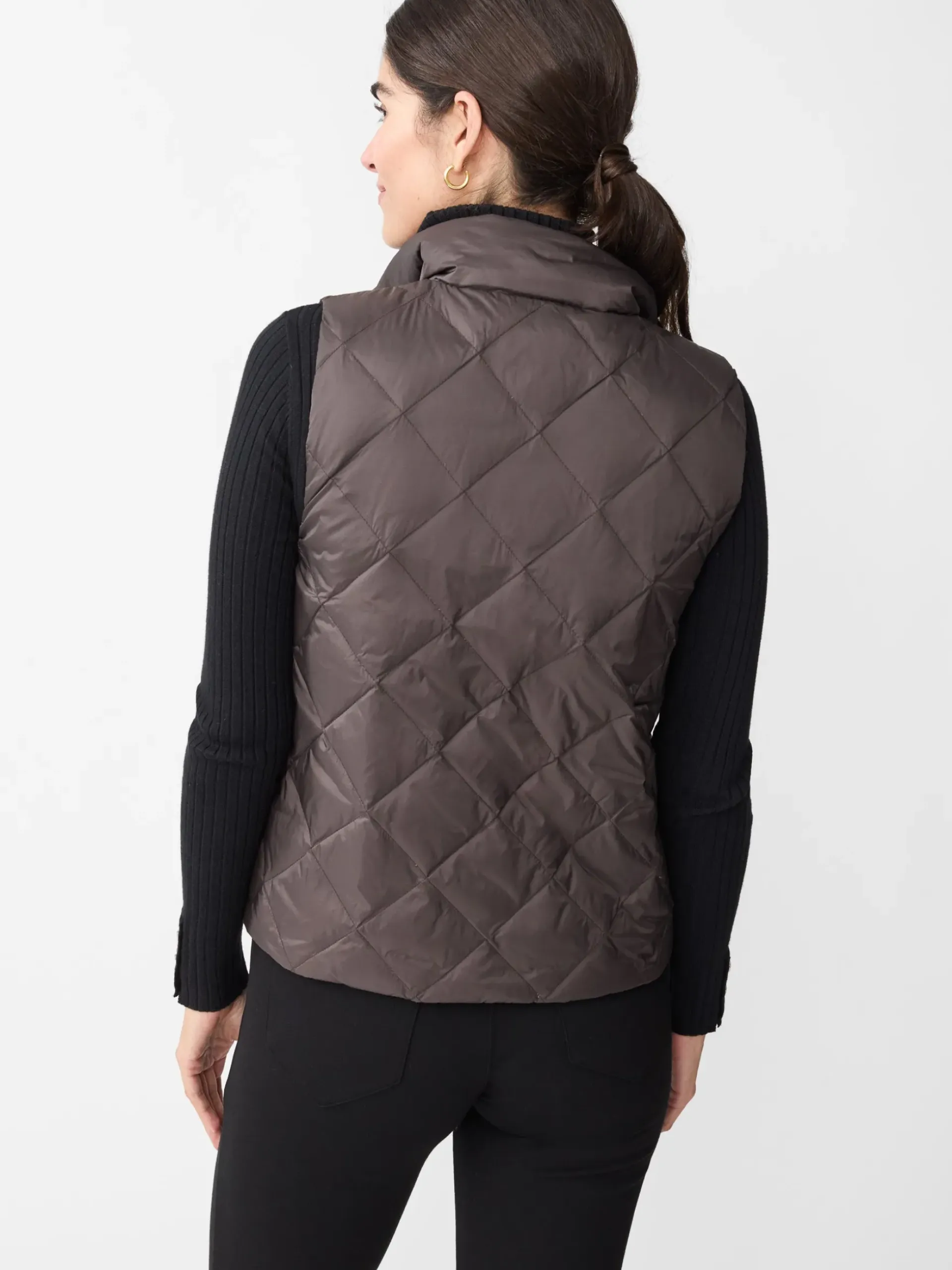 J.McLaughlin Vivian Reversible Puffer Vest Black/DeepBrown Clearance