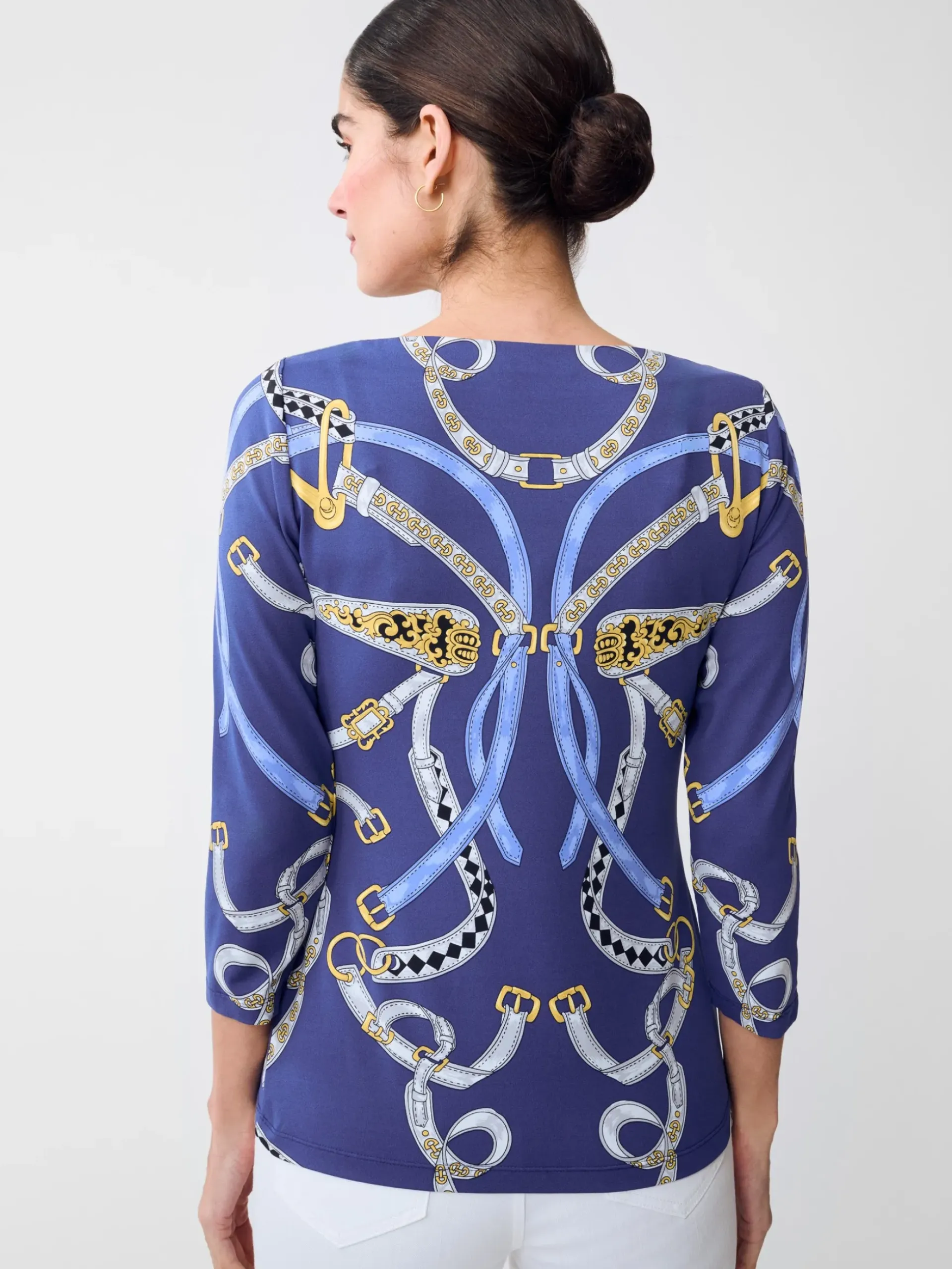 J.McLaughlin Wavesong Tee in Chevalier Navy/LightBlue Discount