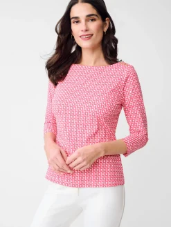 J.McLaughlin Wavesong Tee in Micro City Windows Pink/OffWhite Best