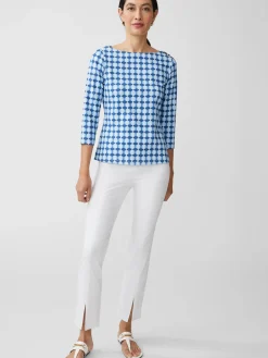 J.McLaughlin Wavesong Tee in Micro Hourglass Navy/Blue Best