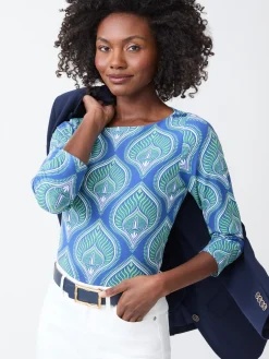 J.McLaughlin Wavesong Tee in Neo Tangier Geo Blue/Green Outlet
