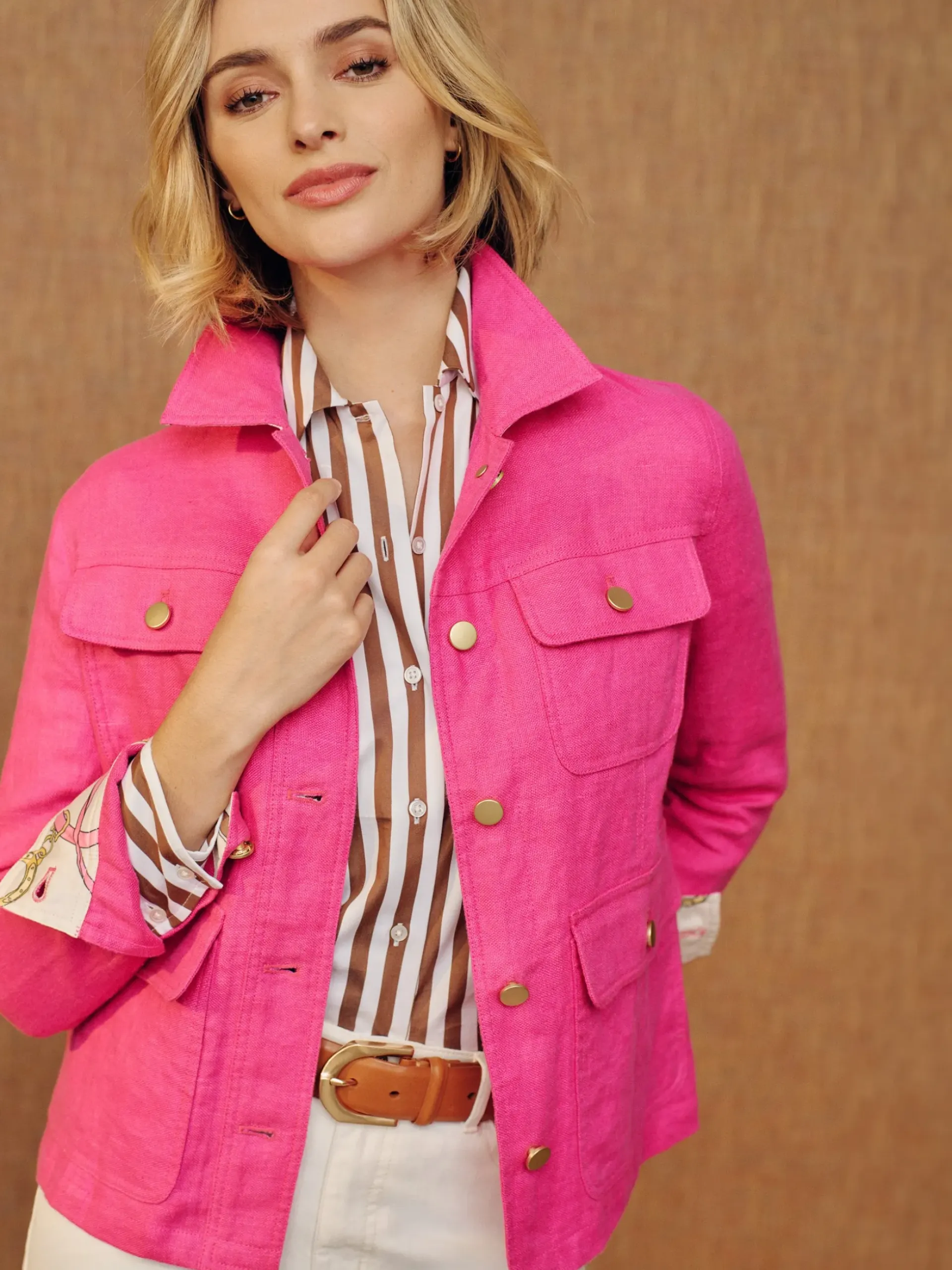 J.McLaughlin Willow Linen Jacket HotPink Hot