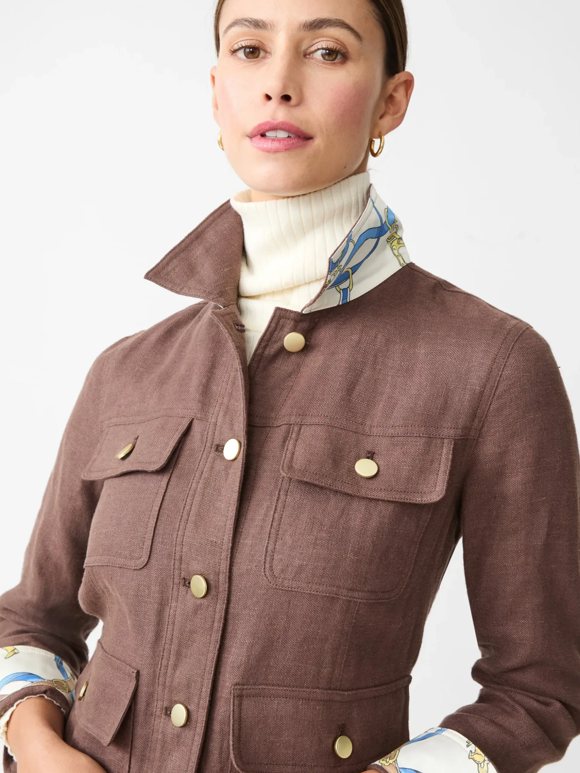 J.McLaughlin Willow Linen Jacket DarkBrown Discount