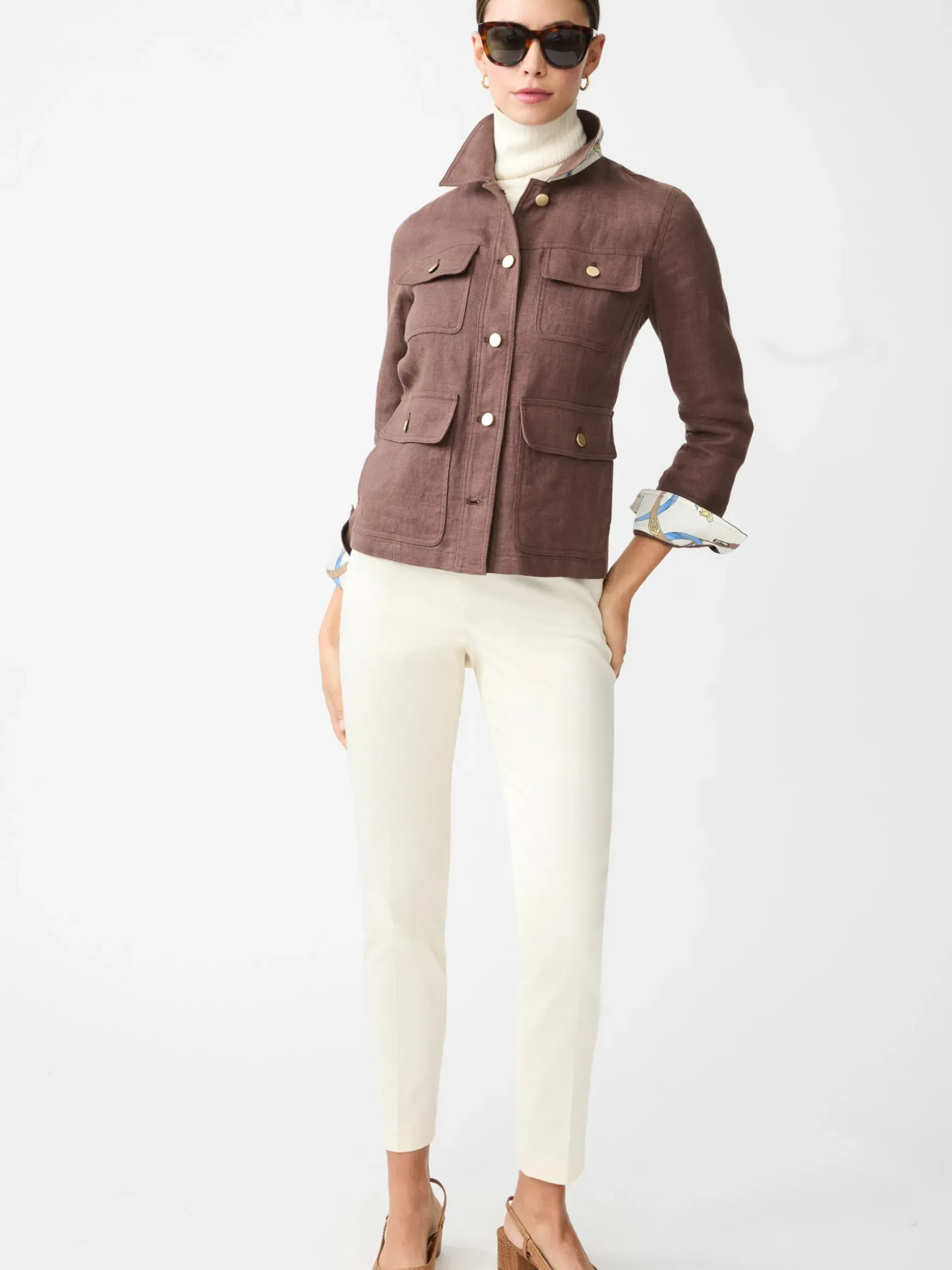 J.McLaughlin Willow Linen Jacket DarkBrown Discount