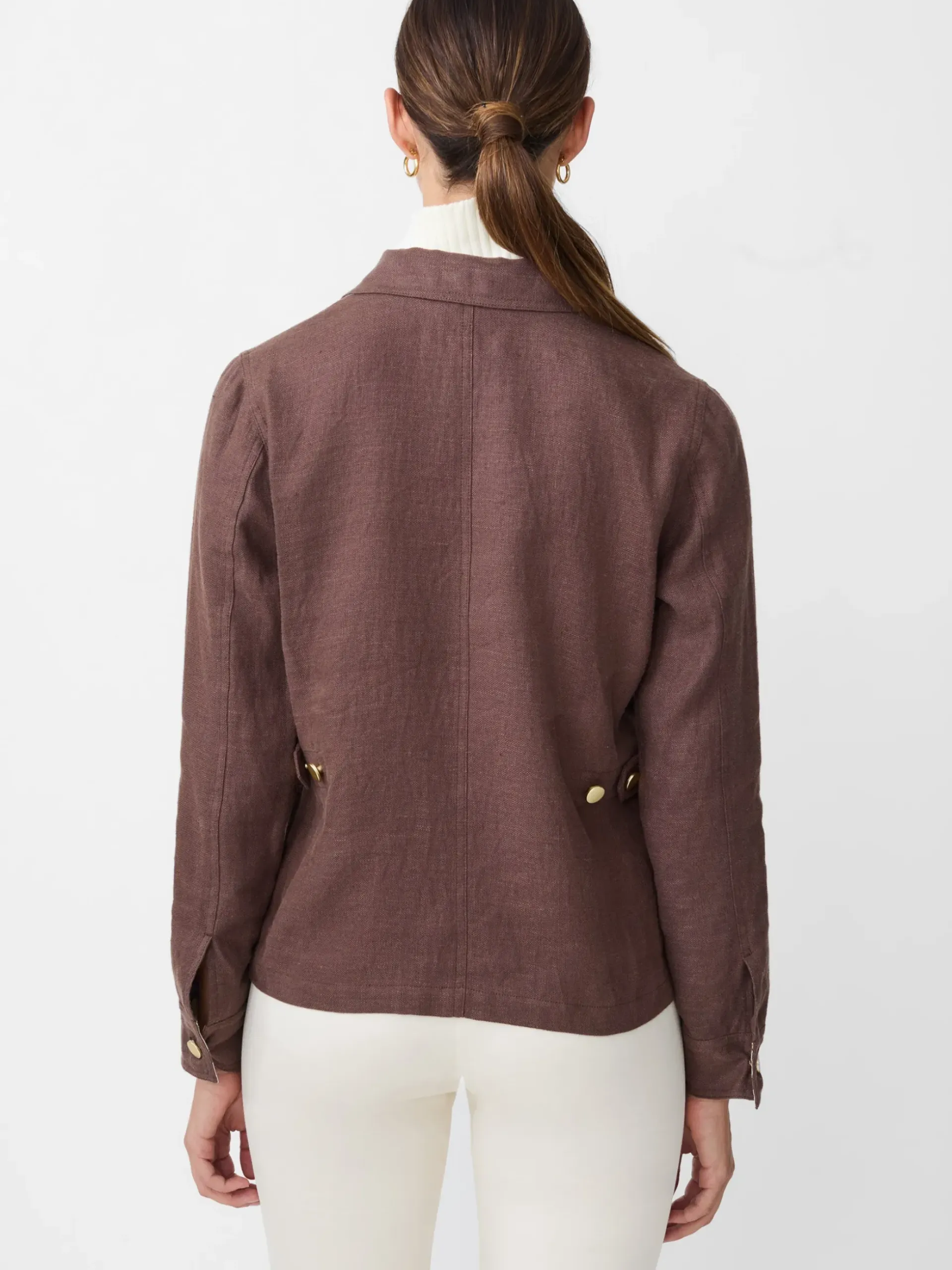 J.McLaughlin Willow Linen Jacket DarkBrown Discount