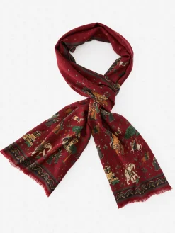J.McLaughlin Wool Scarf in Palace Pictorial Mahogany Clearance