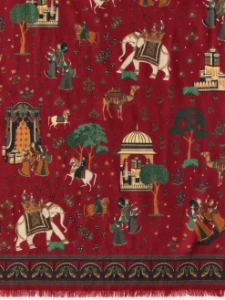 J.McLaughlin Wool Scarf in Palace Pictorial Mahogany Clearance