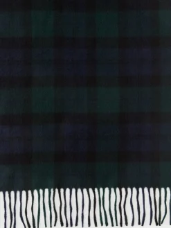 J.McLaughlin Wool Scarf in Tartan Navy/Green Sale