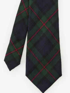 J.McLaughlin Wool Tie in Plaid Green/Navy/Red Outlet