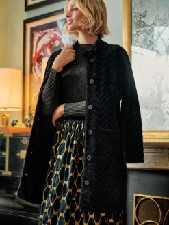 J.McLaughlin Wylde Skirt in Honeycomb Jacquard Black/Navy/Gold Hot