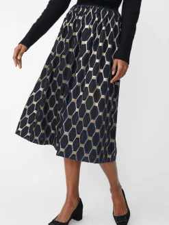 J.McLaughlin Wylde Skirt in Honeycomb Jacquard Black/Navy/Gold Hot