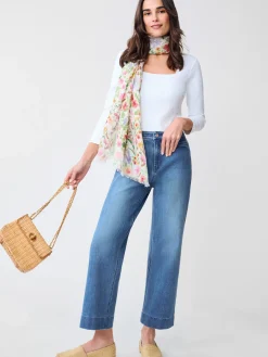 J.McLaughlin Zuma Tee in Riptide Jacquard White Hot